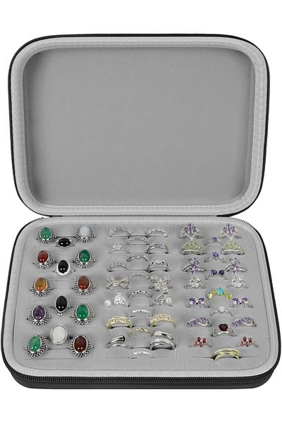 Choice Black Ring Organizer Storage Case - Jewelry Ring Display Collector Box With 42 Slots. Rings Tray Hol