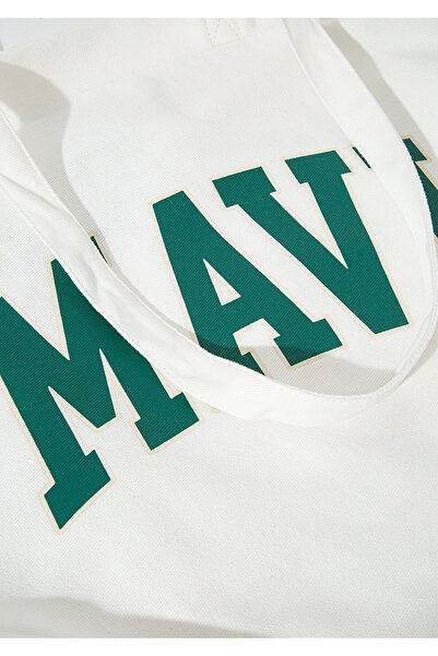 Mavi Geantă de umăr albă cu logo imprimat 1912022 -70057