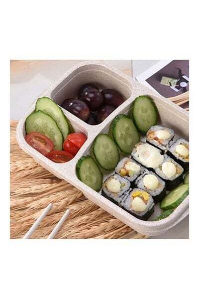 HALAMODO 3-Grid Lunch Box With Lid Beige/Clear 23.5x15x5cm