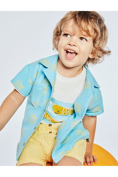Koton Baby Boy Yellow Patterned Shirt 2SMB60047TW