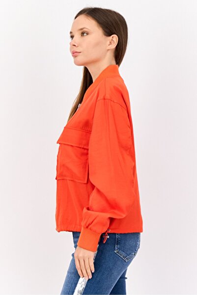 Esprit Women Solid Bomber Jacket, Red