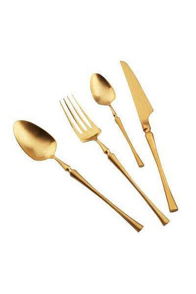 HALAMODO 4-Piece Stainless Steel Cutlery Set Gold 25x16x3.5centimeter