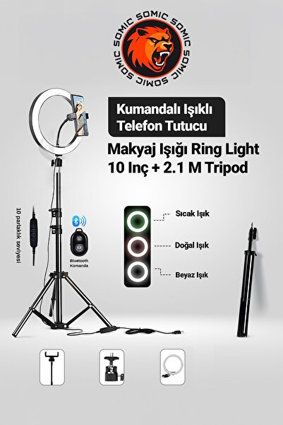 Isweep Ring Light Led Işıklı Tripod 10 Inç Halka Youtuber Tiktok Video Makyaj Işığı Ayaklı 10 Inç