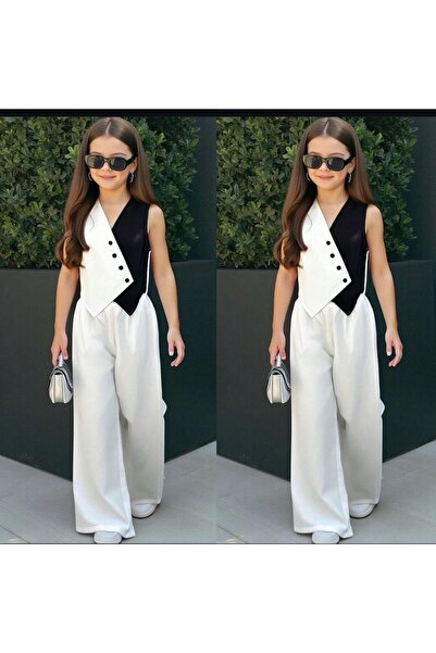 KOKOŞ BEBEK Black and White Design Girl Suit | Between 6/16 Years (1 Size Can Be Chosen Larger)