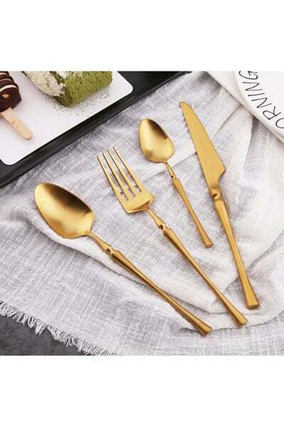 HALAMODO 4-Piece Stainless Steel Cutlery Set Gold 25x16x3.5centimeter