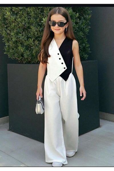 KOKOŞ BEBEK Black - White Design Girl Set