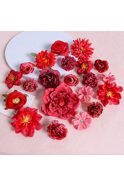 Choice 21Pcs Red Multicolor Mixed Artificial Flowers Silk Rose Fake Flowers for Home Decor Wedding Decorati