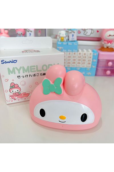 Miniso Melody Kawaii Sanrio Kuromi Hello Kitty Melody Soap Box Cute Bathroom Soap Holder Drainer With Cover