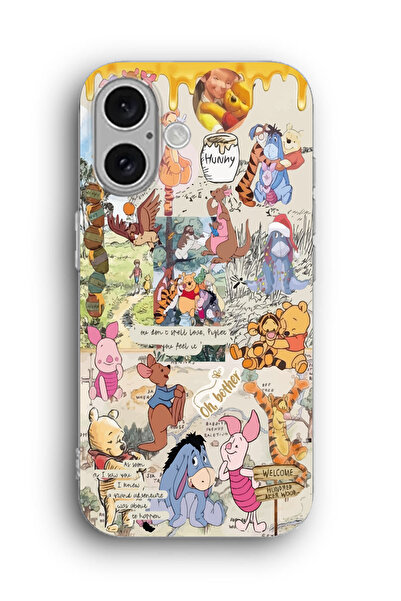 Magic Ring iPhone 17 Uyumlu Winnie The Pooh Desenli Şeffaf Telefon Kılıfı