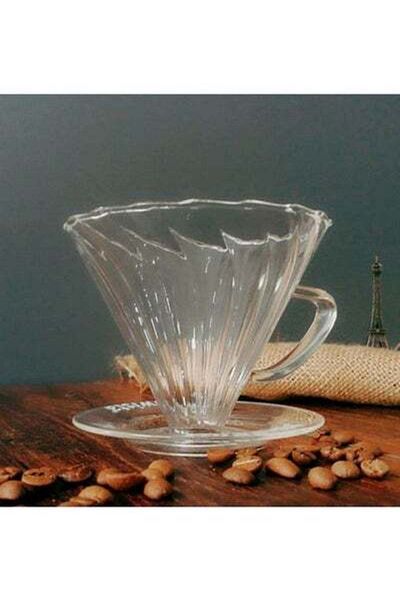 HALAMODO 4-Piece Glass Coffee Drip Filter Pot Clear 11.3x10.1cm
