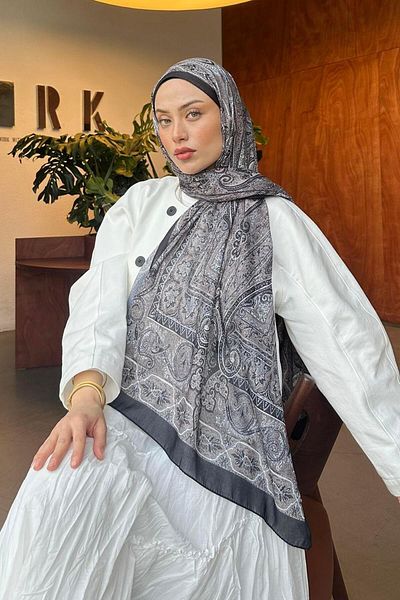 lamelif Retro Pattern Cotton Shawl Soil