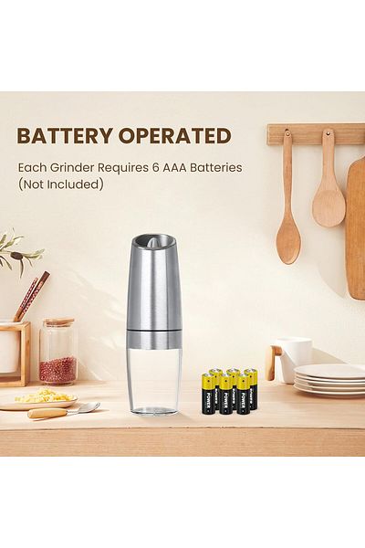 COOYA Gravity Electric Salt and Pepper Grinder Set, 2 Pack,Great for Traveling, Camping, Outdoor Cooking