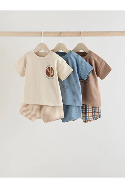 Next Baby % 100 Organik Pamuklu Çok Renkli Kaktüs Desenli 6 Parça Alt Üst Tak...