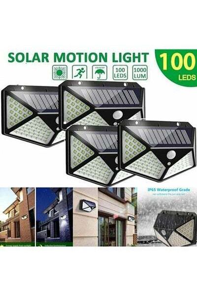 HALAMODO Pack of 4 100 LED Solar Motion Sensor Power Light Black 130x95mm