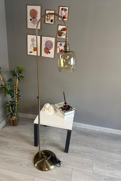 Bamyum Pearl Cam Bal Rengi Lale Başlık Lambader Modern Oturma Odası