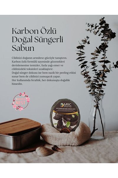 MRC Pharma Natural Sponge Soap with Activated Carbon Extract