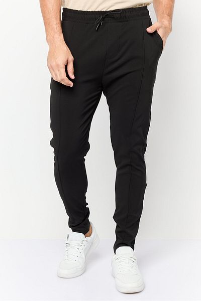 Threadbare Men Regular Fit Plain Skinny Pants, Black