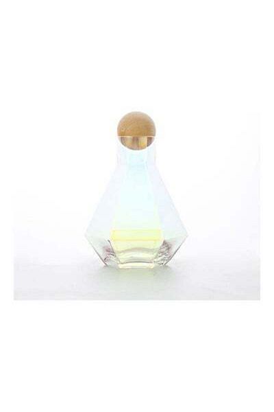 HALAMODO Glass Water Bottle With Six Edge And Wooden Stopper Clear