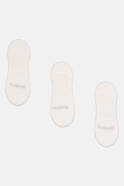 Hurley Men 3 Pairs Brand Logo Foot Socks, White