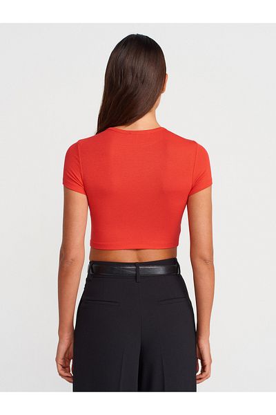 Dilvin 31104 Modal Crop Top-Red