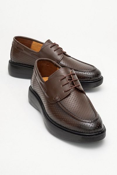 depderi Genuine Leather, Thick Sole, Perforated, Summer Men's Inner Outer Leather Shoes