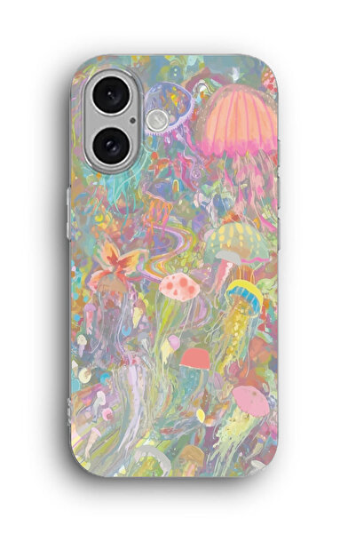SUPER FRAME iPhone 16 Uyumlu Deniz Anası Desenli Silikon Şeffaf Telefon Kılıfı