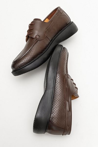 depderi Genuine Leather, Thick Sole, Perforated, Summer Men's Inner Outer Leather Shoes