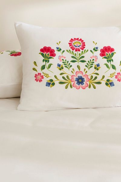 Karaca Home Elsa 100% bumbac, pachet de 2 fețe de pernă, pudră