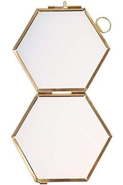 SHANGUP hexagonal photo frame, metal/glass, gold, 8.8 x 8.5 cm