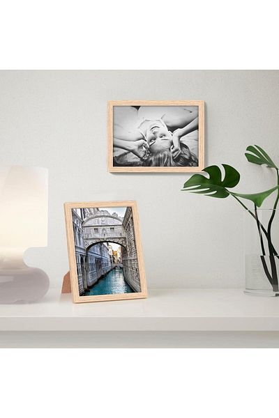 Arob Art photo frame, solid wood/plexiglass/MDF, natural, 14.5 x 19.5 cm