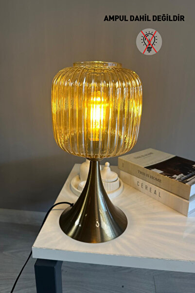 Bamyum Mopa Cam Bal Rengi Masa Lambası Dekoratif Masaüstü Aydınlatma Hol Abaj...