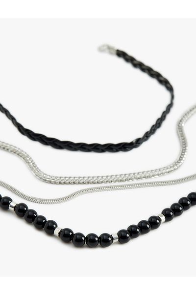 Koton Beaded Faux Leather Chain Bracelet Set of 4