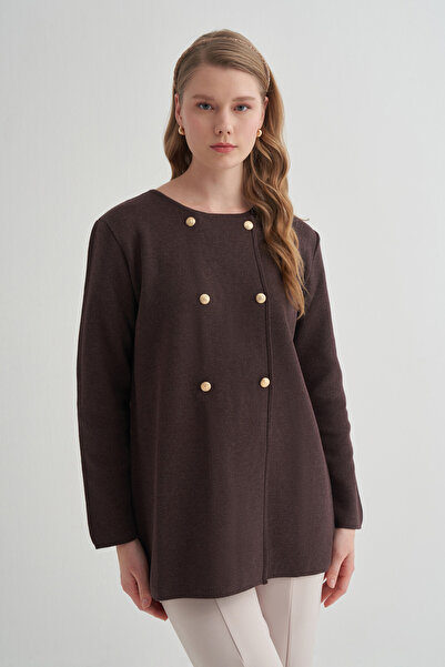 VESNA Kruvaze Maxi Çelik Örme Hırka