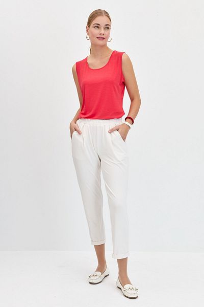 Desen Triko Tricou de damă cu gât evazat, cu bretele de bază, Coral