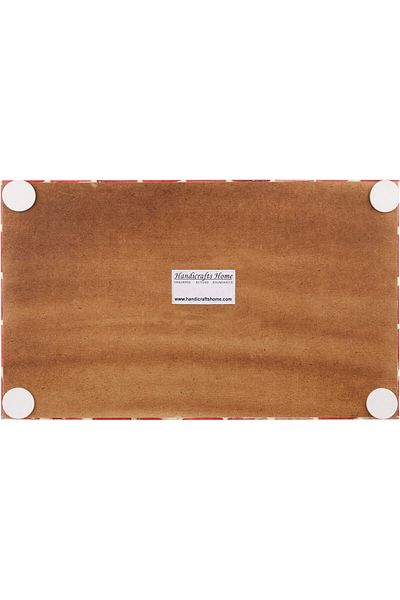 Handicrafts Decorative Tray, Wood/resin, Red/white/brown, 25 X 15 Cm