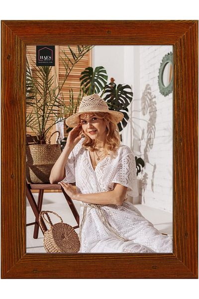HAES DECO classic photo frame, plastic/glass/MDF, brown, 19 x 14 x 1.6 cm