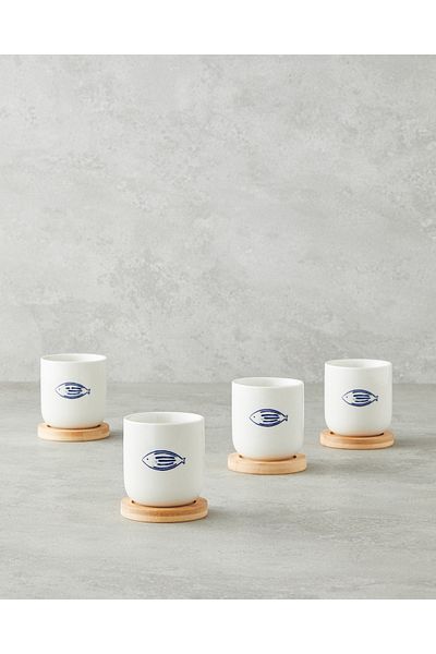 English Home Marinique Stoneware 8 Pieces of 4 Persons Cups 150 ml Blue