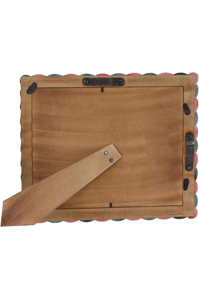 Handicrafts photo frame, MDF/metal/plexiglas, red/green/natural, 20 x 25 cm