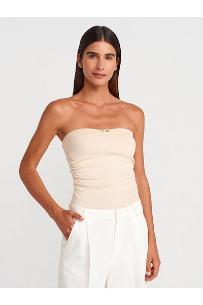 Dilvin 31557 Rose Detailed Strapless Ball-Stone