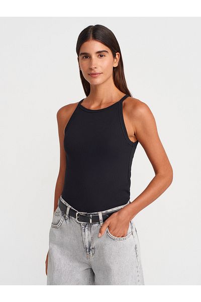 Dilvin 21055 Strappy Tank Top-Black