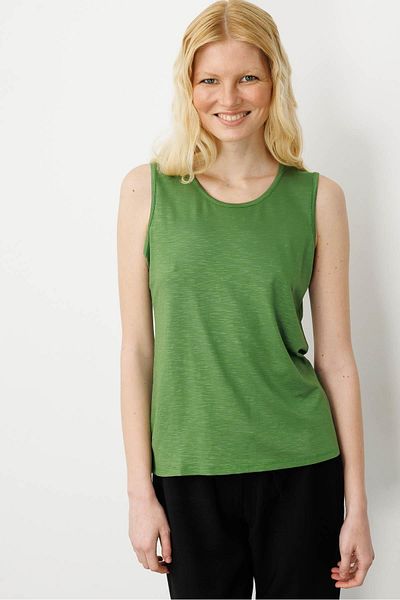 Desen Triko Tricou de bază cu bretele din țesătură evazată cu decolteu rotund pentru femei A.Green