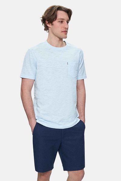 UCLA Tricou pentru bărbați CALEB Sky Blue Crew Neck Standard Fit cu buzunare
