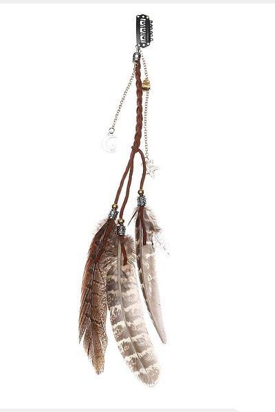 New Obsessions Boho Girl Natural Feather Long Hair Accessory