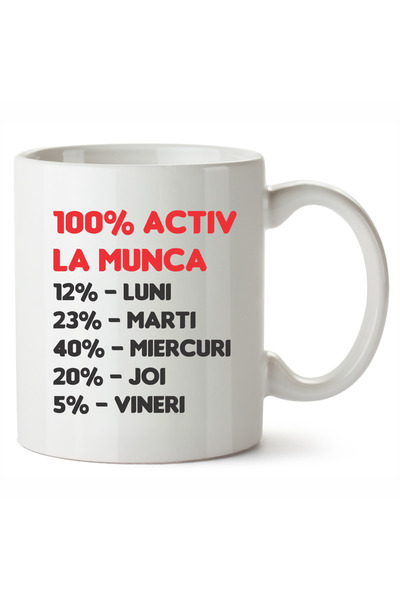 OEM Cana albă personalizată 100% Active la locul de muncă, INOVATIX®. 330 ml