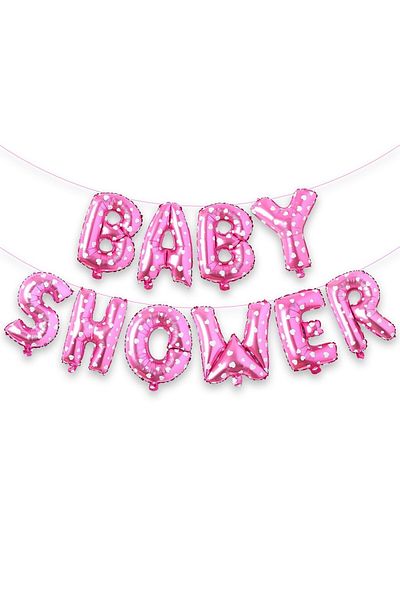 Flippy Baloane Baby Shower, Flippy, Litere de 40 cm, Baloane Party, Pai Ata si Adeziv Incluse, Roz