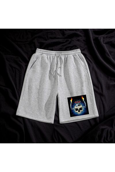 belean Unisex Fire Skull Printed Shorts Lycra Flexible Single Jersey Combed Cotton Fabric Does Not Sweat