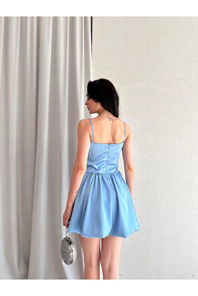 Mooi Butik KASSİE Mini Elbise 6637 - Mavi