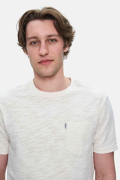 UCLA Tricou pentru bărbați CALEB Bone Color Crew Neck Standard Fit cu buzunare