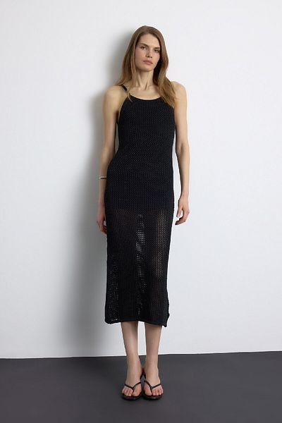 DeFacto Φόρεμα Halter Neck Basic Απλό Αμάνικο Maxi Φόρεμα E9918AX25SM
