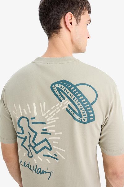 DeFacto 100% βαμβάκι Haring Boxy Fit Crew λαιμόκοψη με στάμπα κοντομάνικο μπλουζάκι E3256ax25sm